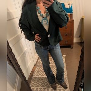 Vintage Sheplers Western Forest Green Cropped Blazer Jacket Cowgirl Rodeo Silver